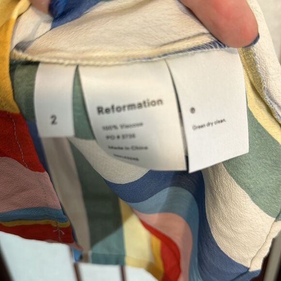 Reformation thin adjustable strap rainbow mini dress - Picture 5 of 5